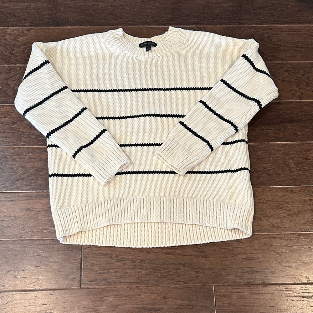 Banana Republic Cream and Black Striped Sweater